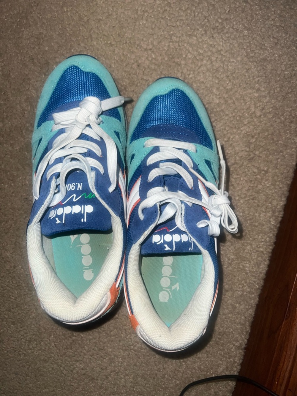 Diadora Kids Blue & Teal Sneakers with White Laces